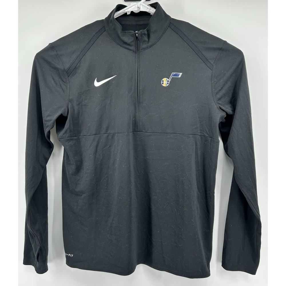 Nike‎ Dri Fit Utah Jazz NBA Long Sleeve Quarter Zip Pullover Black Men's Large